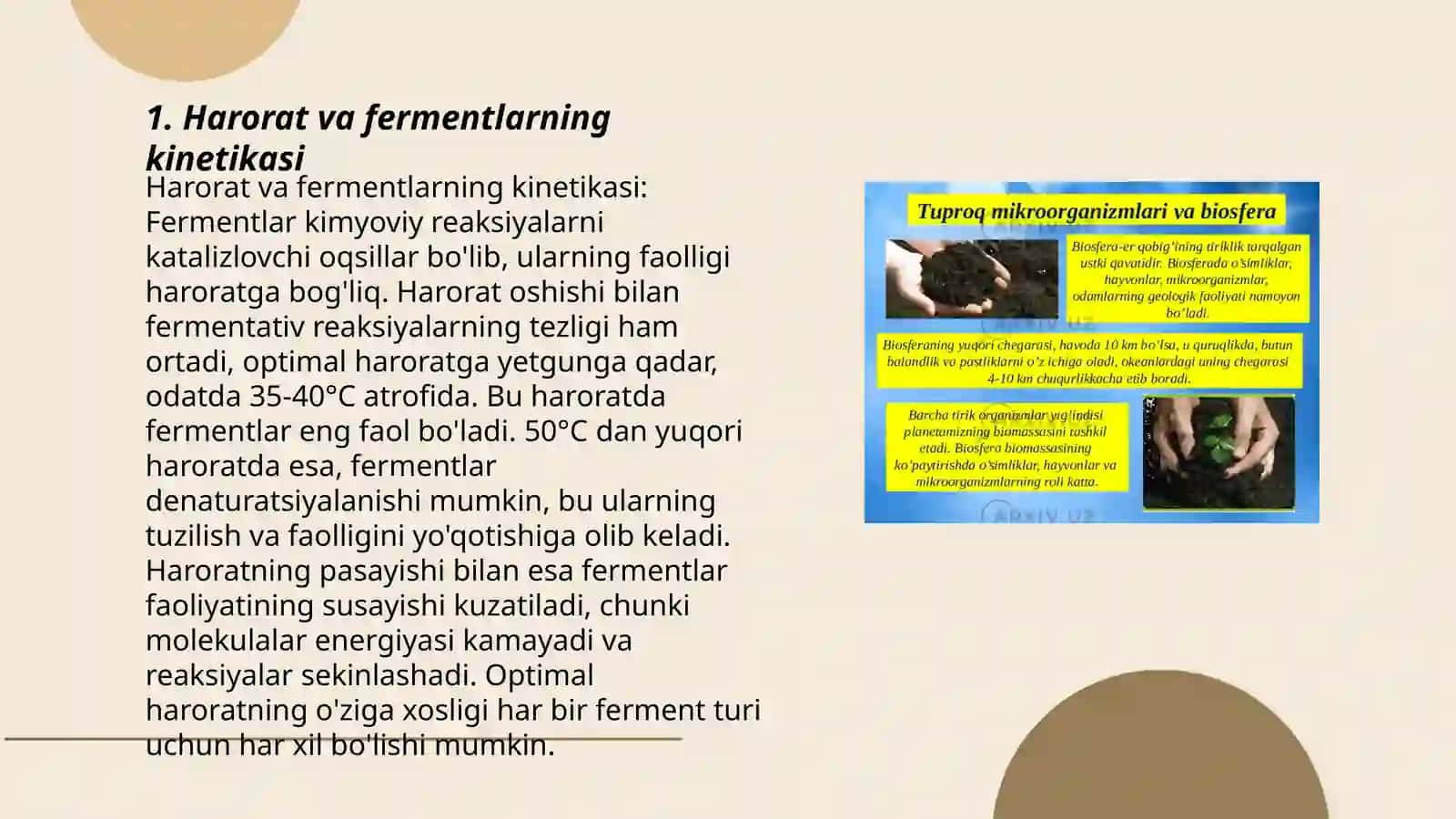 Harorat va fermentlarning kinetikasi 3