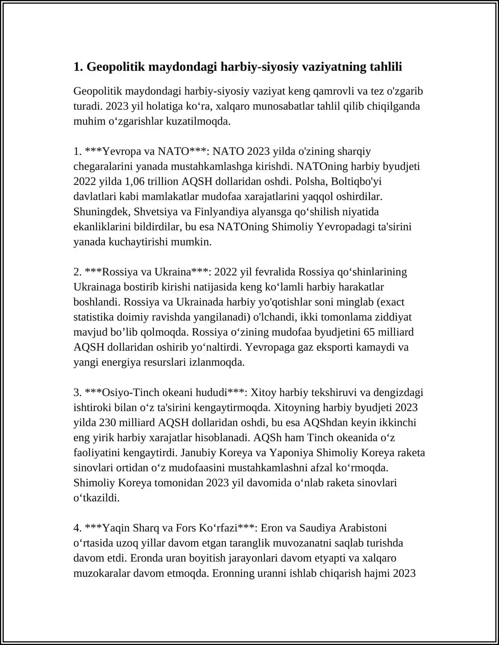 GEOPOLITIK MAYDONDAGI HARBIY-SIYOSIY VAZIYAT VA UNING RIVOJLANISH TENDENSIYASI 3