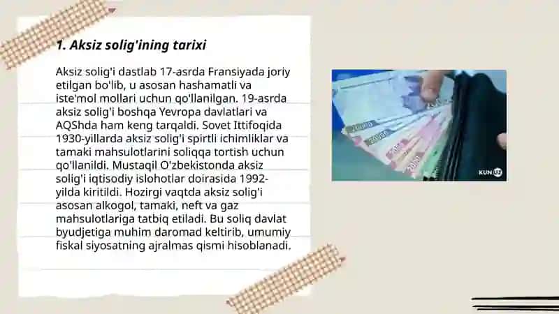 Aksiz solg'ining huquqiy asoslari, iqtisodiy mohiyati va ahamiyati 3