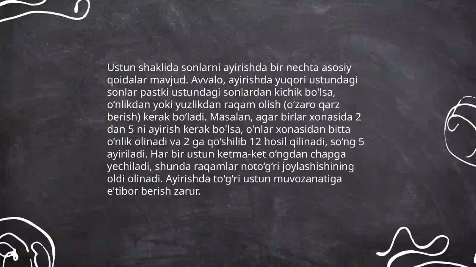 Ustun shaklida sonlarni ayirish 3