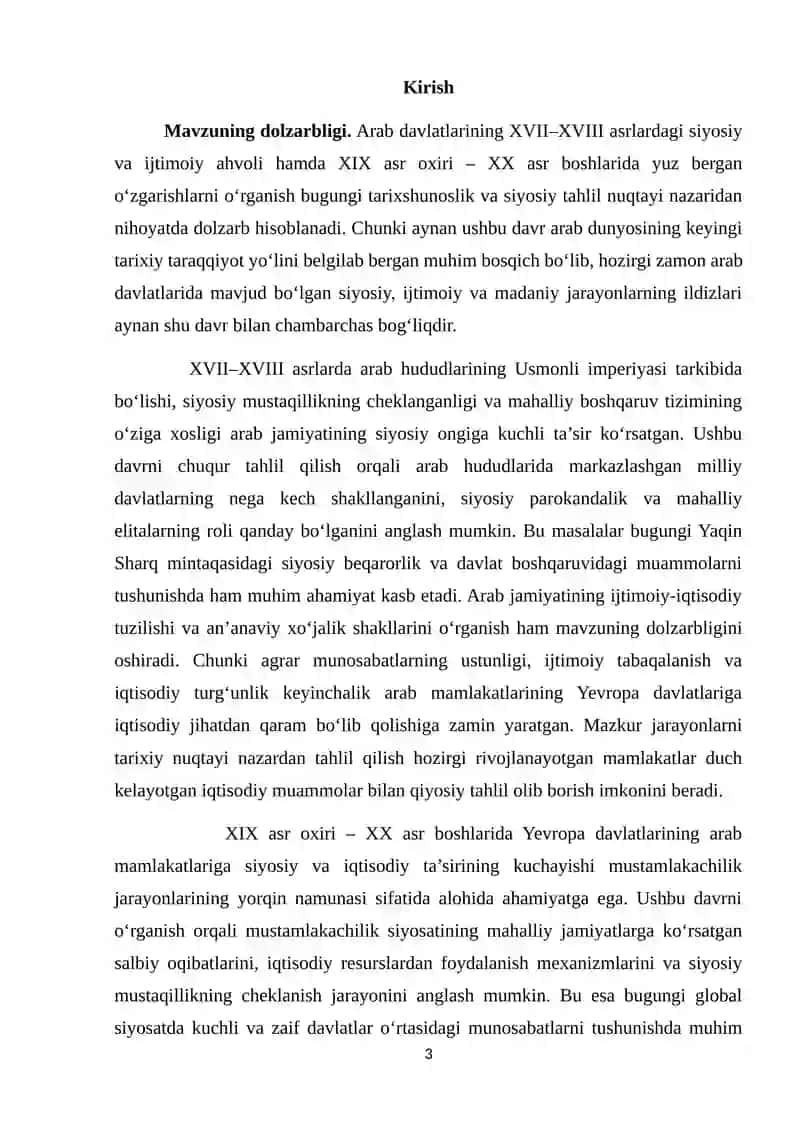 Arab davlatlari XVII asrning ikkinchi yarmi – XX asr boshida 3