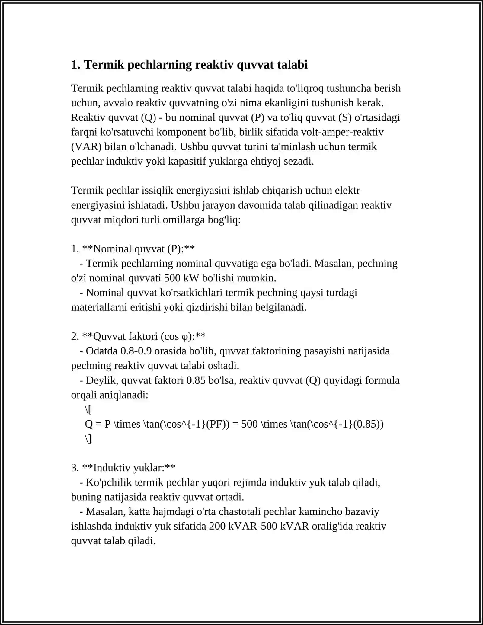 RUDA TERMIK PECHLAR REAKTIV QUVVATINI KOMPENSATSIYALASH TURLARI 3