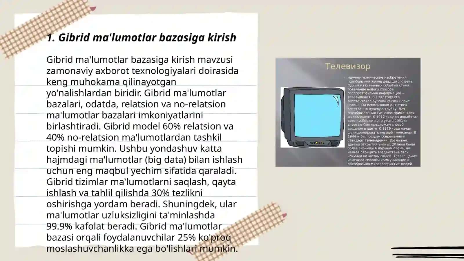 Gibrid ma'lumotlar bazasini yaratuvchi MBBT 3
