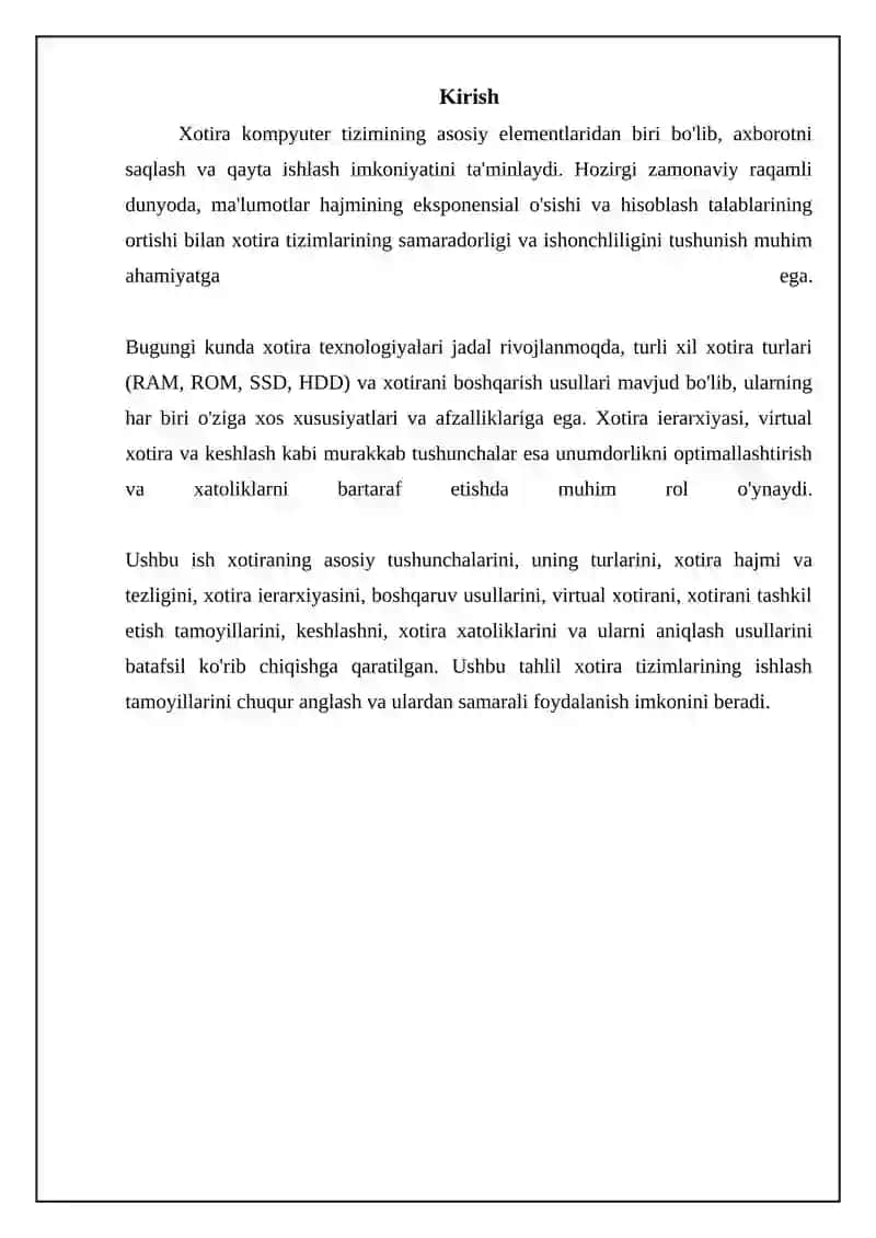 Xotira tizimlarining samaradorligi va ishonchliligini tushunish 3