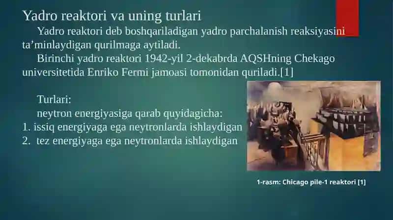 Yadro reaktori ionlashtiruvchi nurlanish manbai sifatida 3