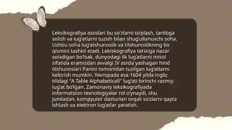 Kasbiy soha bo'yicha atama va so'zlarning luğatini tuzish 3