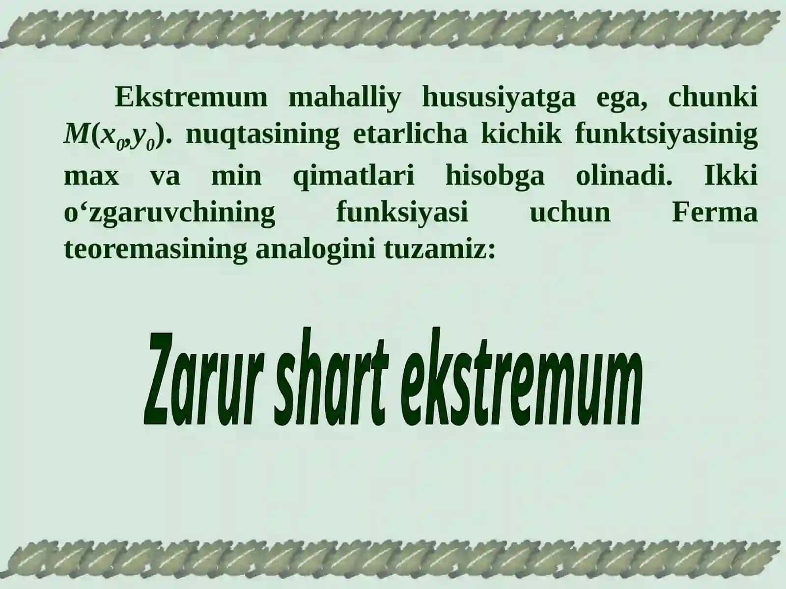 Ekstrem Funksiya Ikki O'zgarchi 3