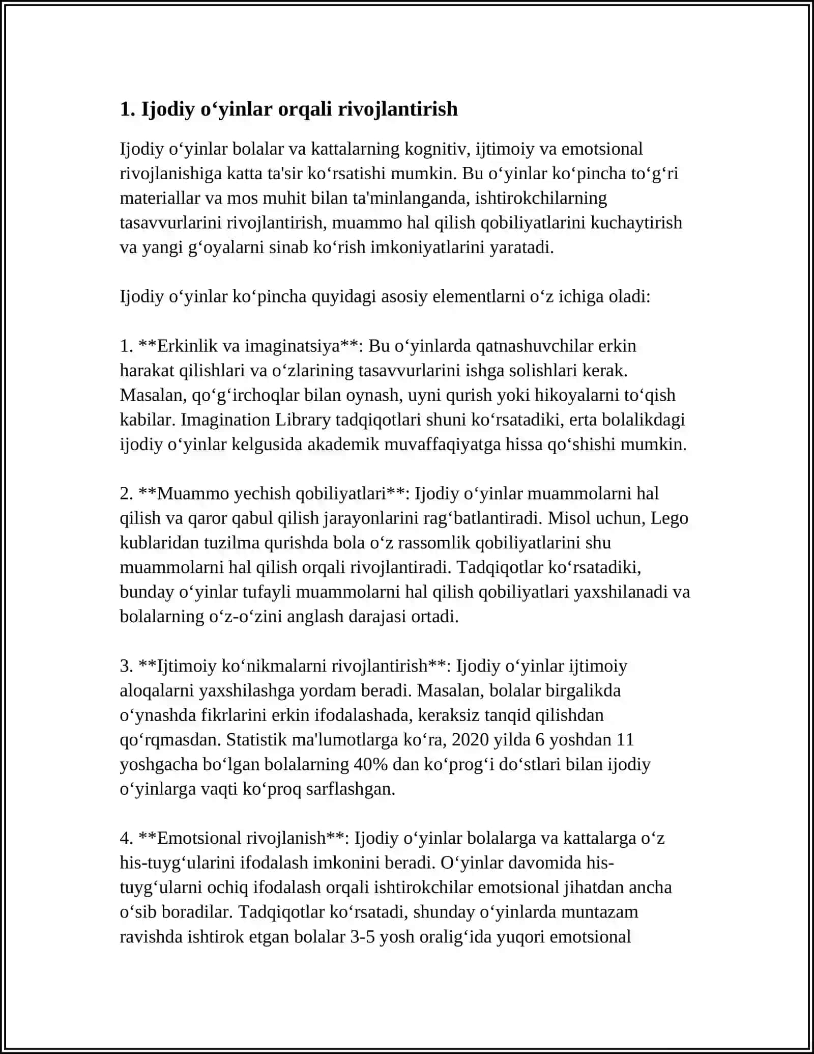 SAHNALASHTIRISH FAOLIAYTI JARAYONIDA BOLALARNING IJODKORLIGINI RIVOJLANTIRISH MAZMUNI 3