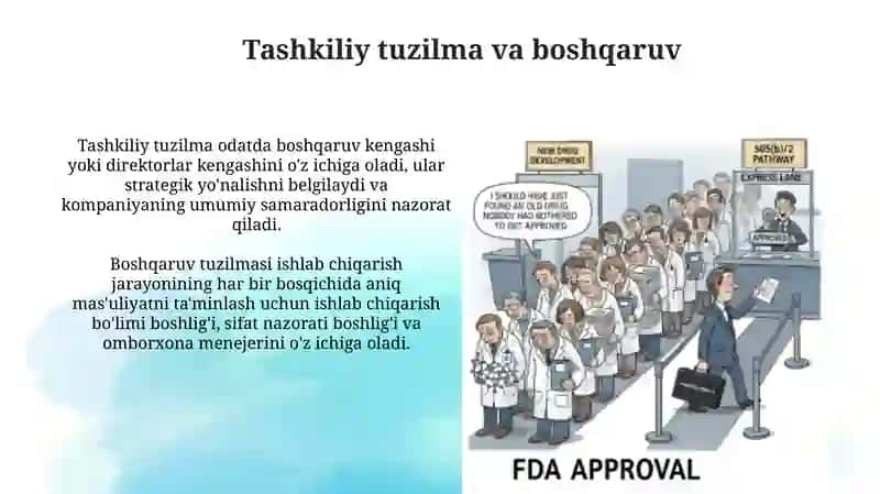 Farmatsevtik ishlab chiqarish jarayoning tashkiliy tuzilishi 3
