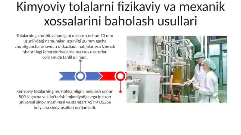 Kimyoviy tolalarning fizik-mexanik koʻrsatkichlarini baholash usullari va ishlatiladigan jihozlar 3