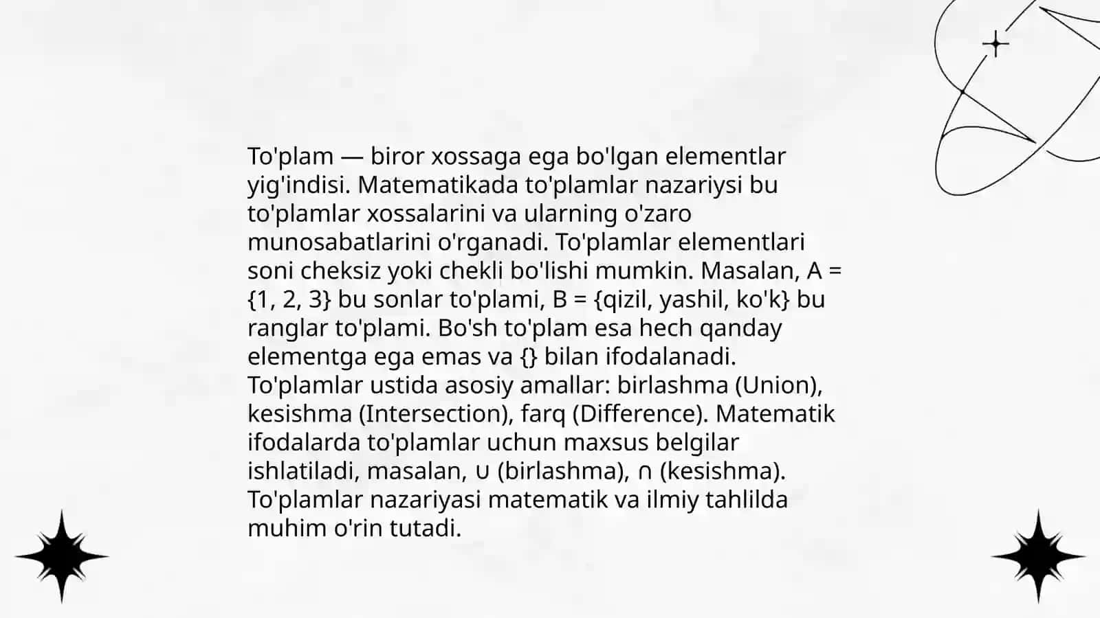 To‘plamlarni sinflarga ajratishga oid misollar 3