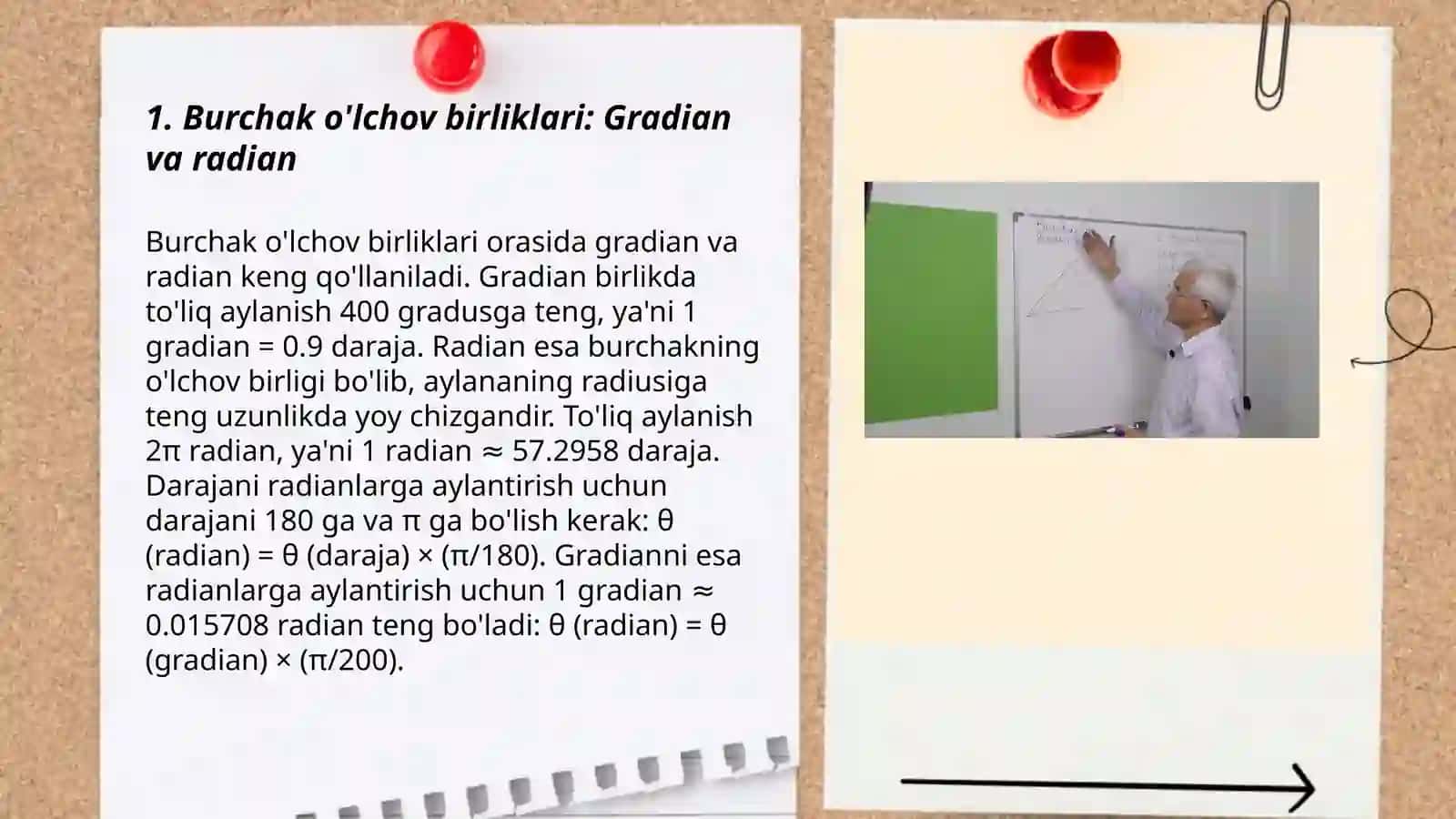 Burchak o’lchovlari turlarini o’rganish 3