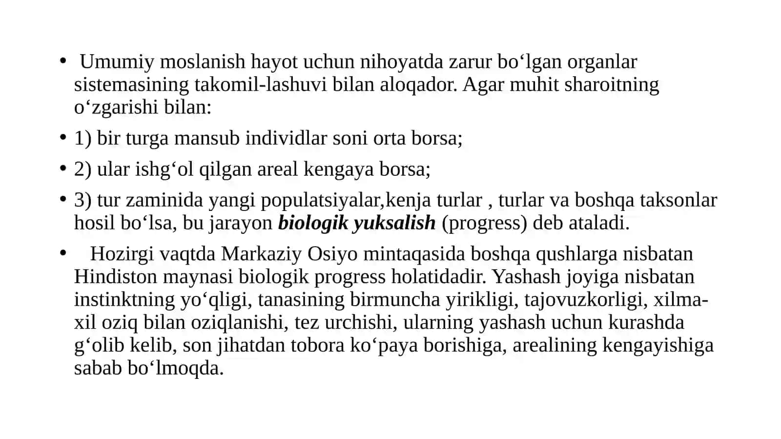 Birlamchi va ikkilamchi hayvonlar evolutsiyasining ikki yoʻnalishi kurs ishi 3