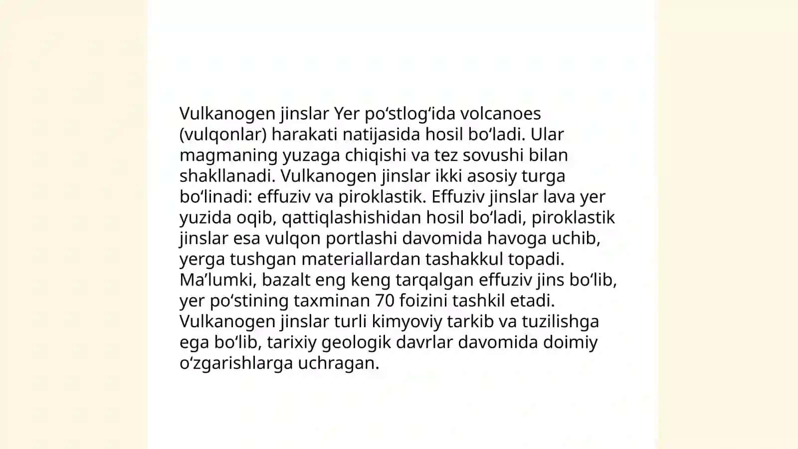 Vulkanogen jinslariga tavsif yani genezisi geografiyasi tarkibi 3