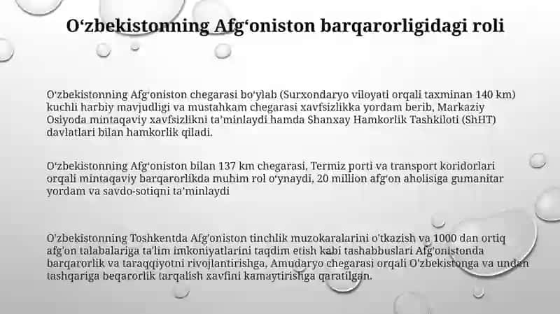 O‘zbekistonning Markaziy Osiyoda tinchlik va barqarorlikni taminlashdagi o‘rni 3