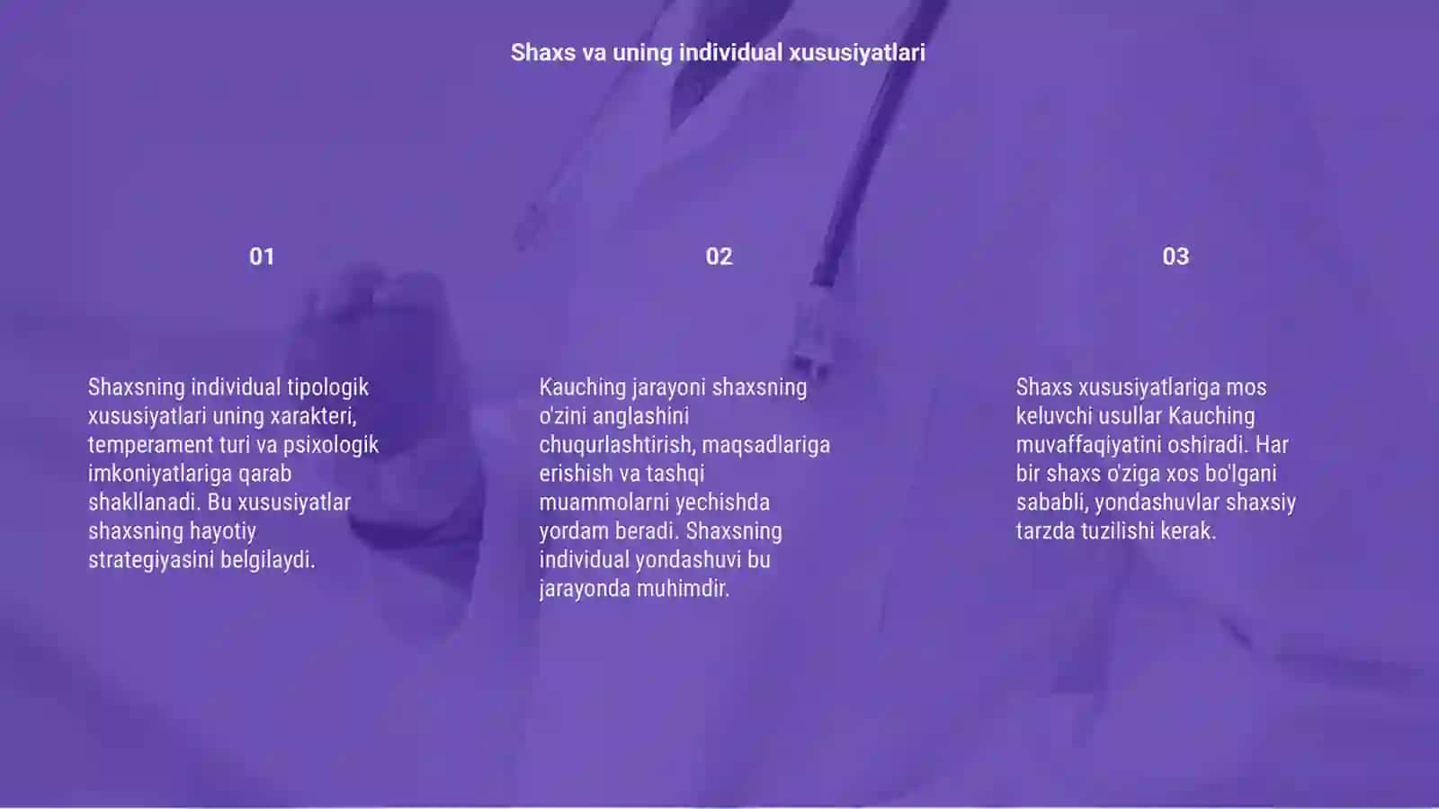 Individual tipologik xususiyatlari va Kauching 3