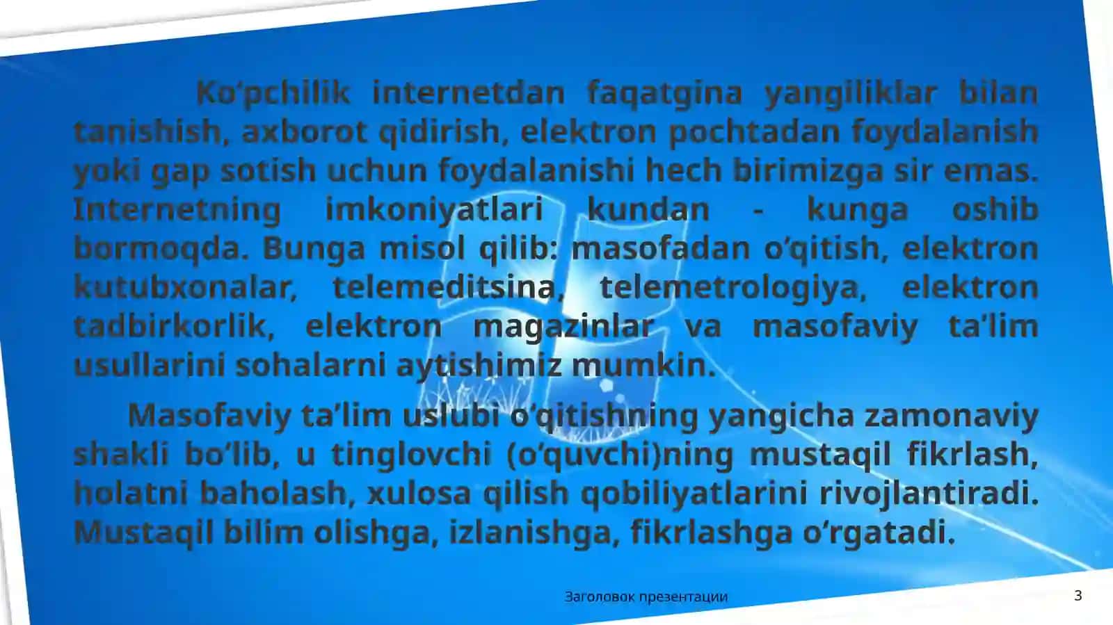 Masofaviy ta'lim tizimi va o'qitishning texnik vositalari 3