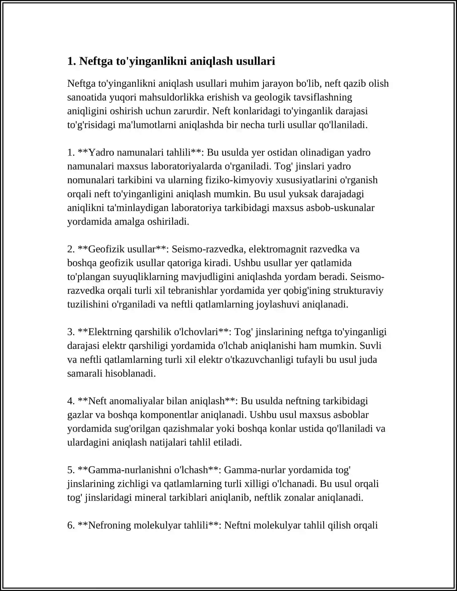 QATLAMNING NEFTGA TO'YINGANLIK DARAJASINI GEOFIZIK USULLAR BILAN ANIQLASH 3