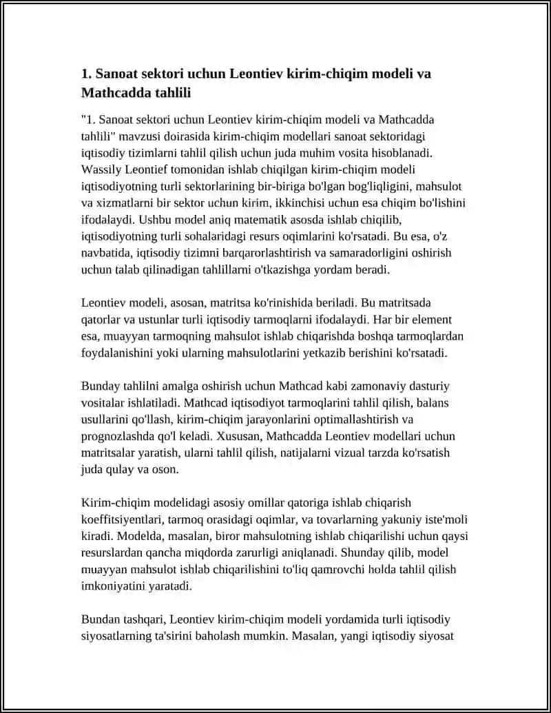 SOHADAGI IQTISODIY TIZIMNI IFODALOVCHI AMALIY MASALALARINI YECHISH( SOHA BOʻYICHA MATHCAD SISTEMALARIDA ISHLASH) 3