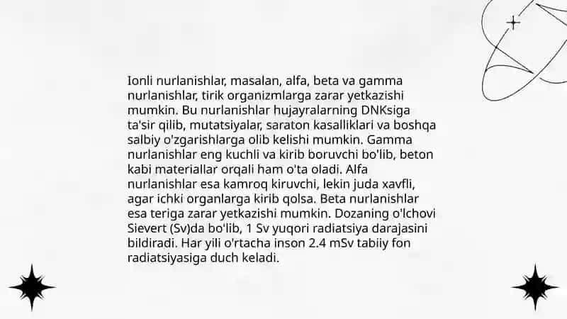 Ionli nurlanishlar bilan ishlovchilar uchun profilaktik ratsion tuzish 3