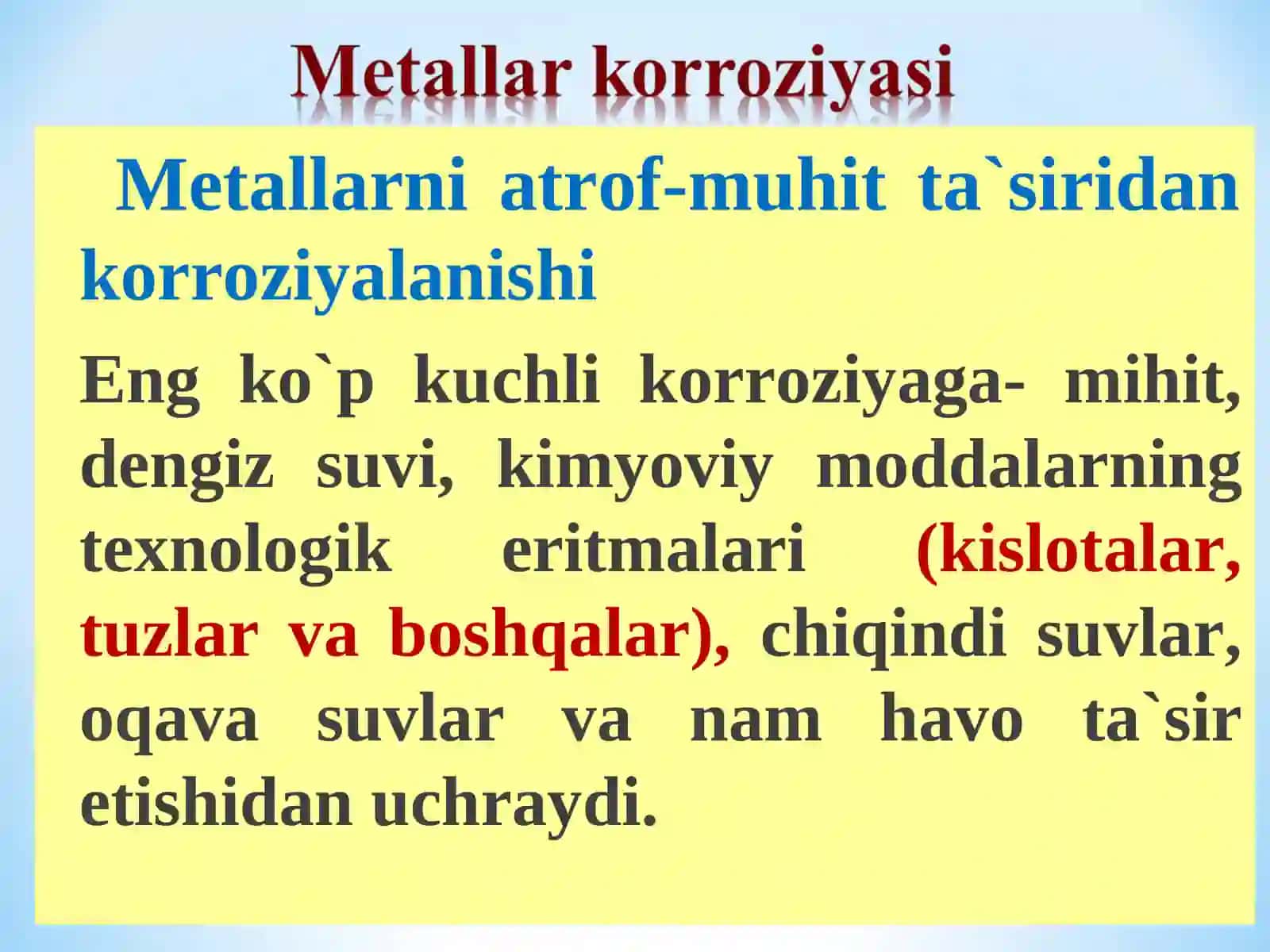 Metall korroziyaning mohiyati 3
