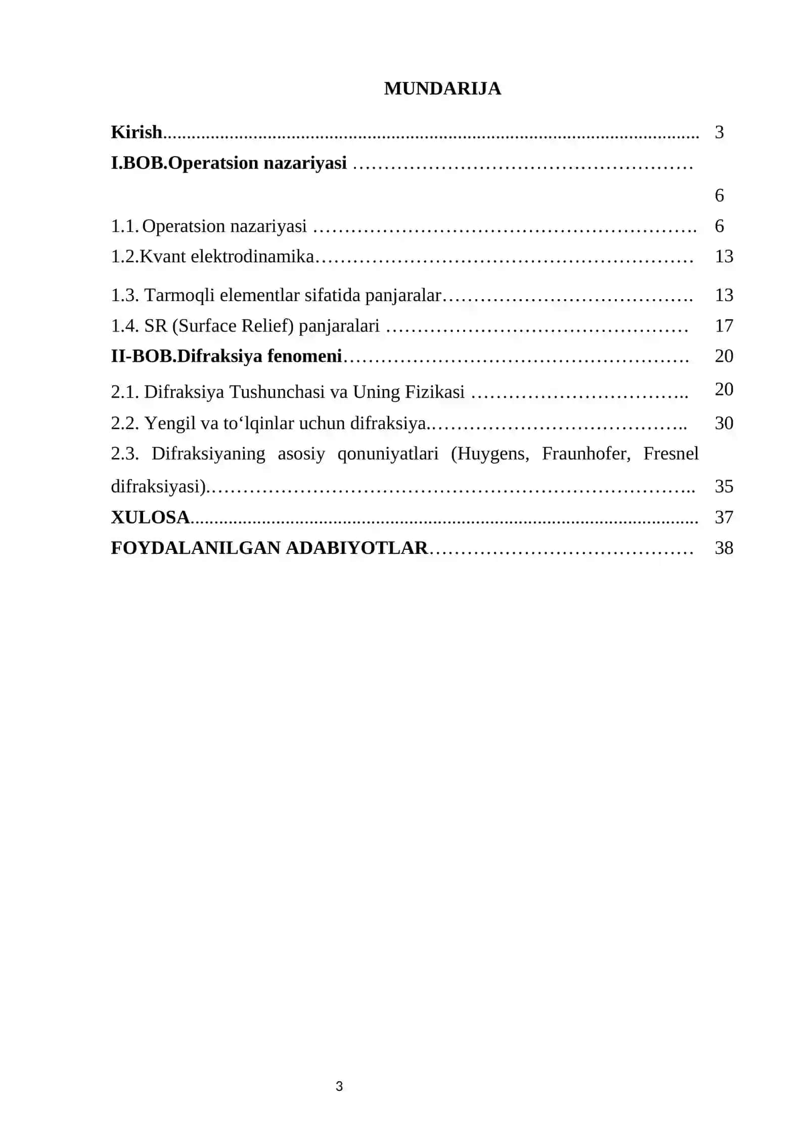 DIFRAKSION PANJARALAR VA ULARNING QO’LLANISHI 3