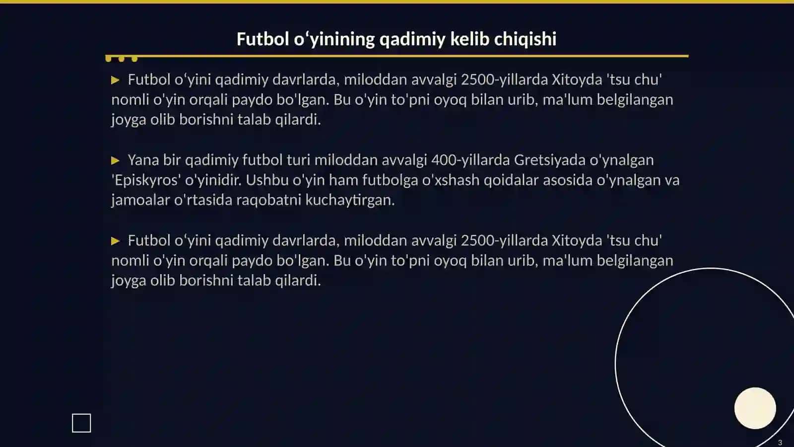 Futbol o'yini kelib chiqishi va rivojlanish tarxi 3