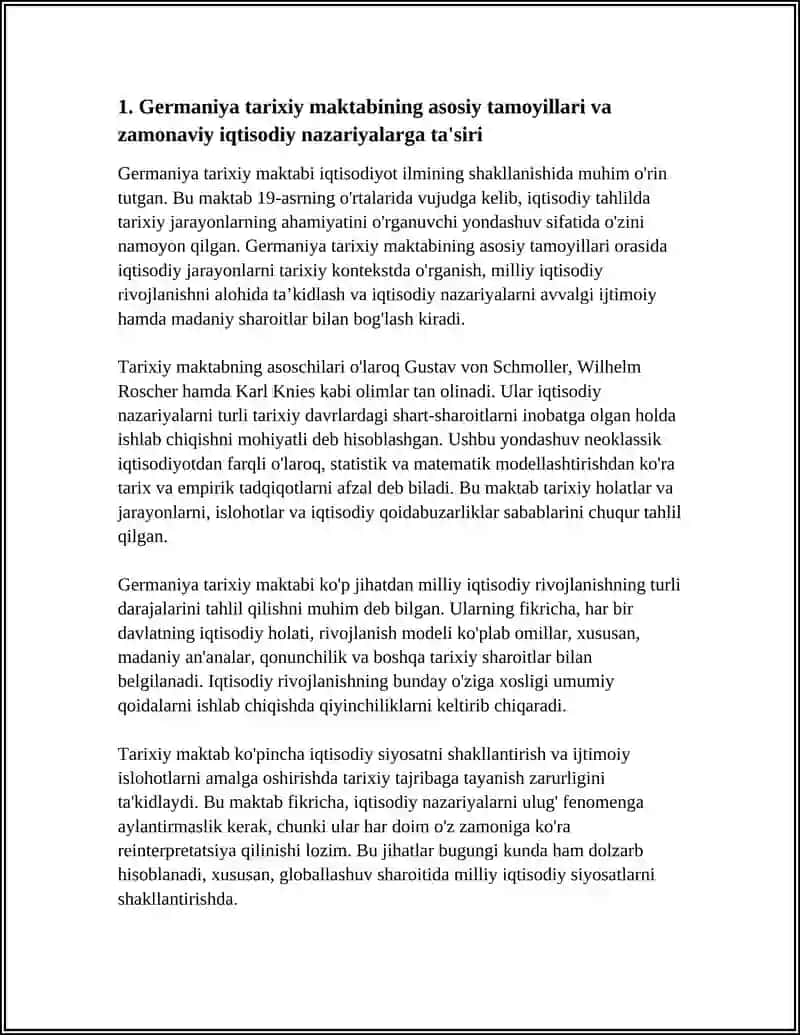 GERMANIYA TARIXIY MAKTAB IQTISODIYOT TA'LIMOTINING BUGUNGI KUNDAGI AHAMIYATI 3