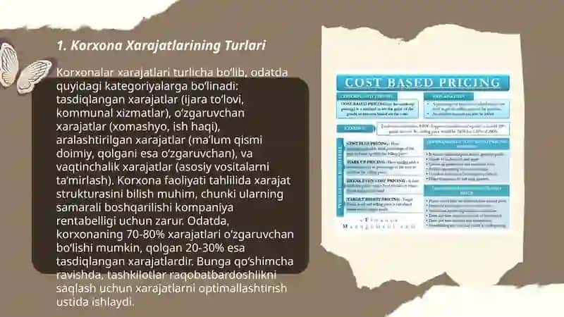 Korxona (firma) xarajatlari va foydasi 3