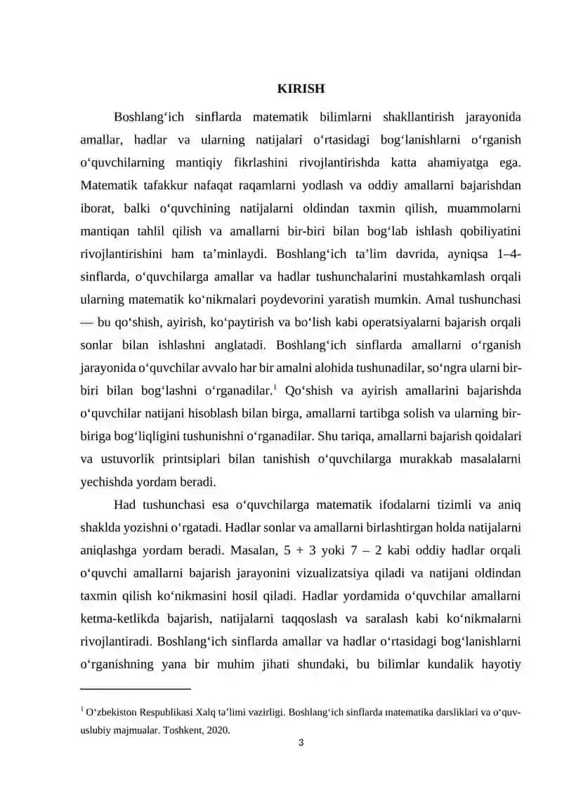 Boshlangʻich sinflarda amallar, hadlar natijalari orasidagi bogʻlanishlar 3