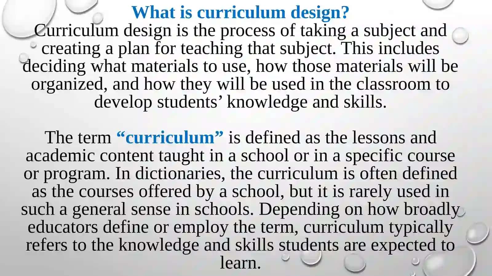 Curriculum design: Possibilities and Realities 3