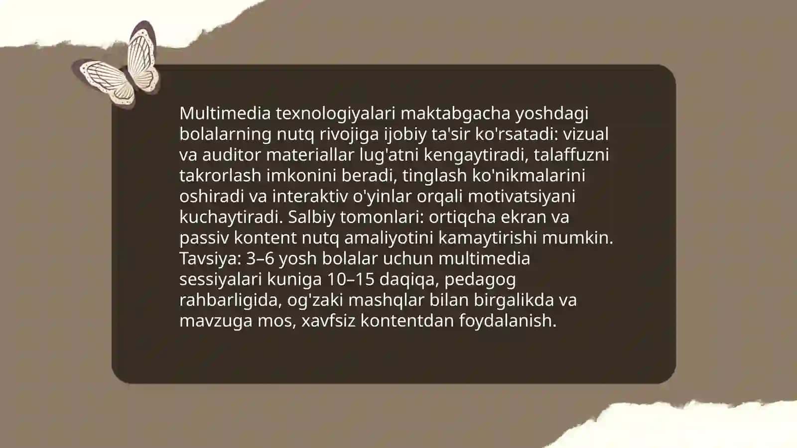 Multimedia texnologiyalari maktabdagi nutq o'stirishda 3