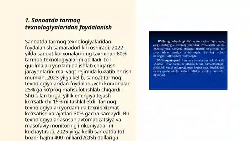 Xalq xo'jaligining turli sohalari va tarmoqlarida tarmoq texnologiyalaridan foydalanish yo'llari 3