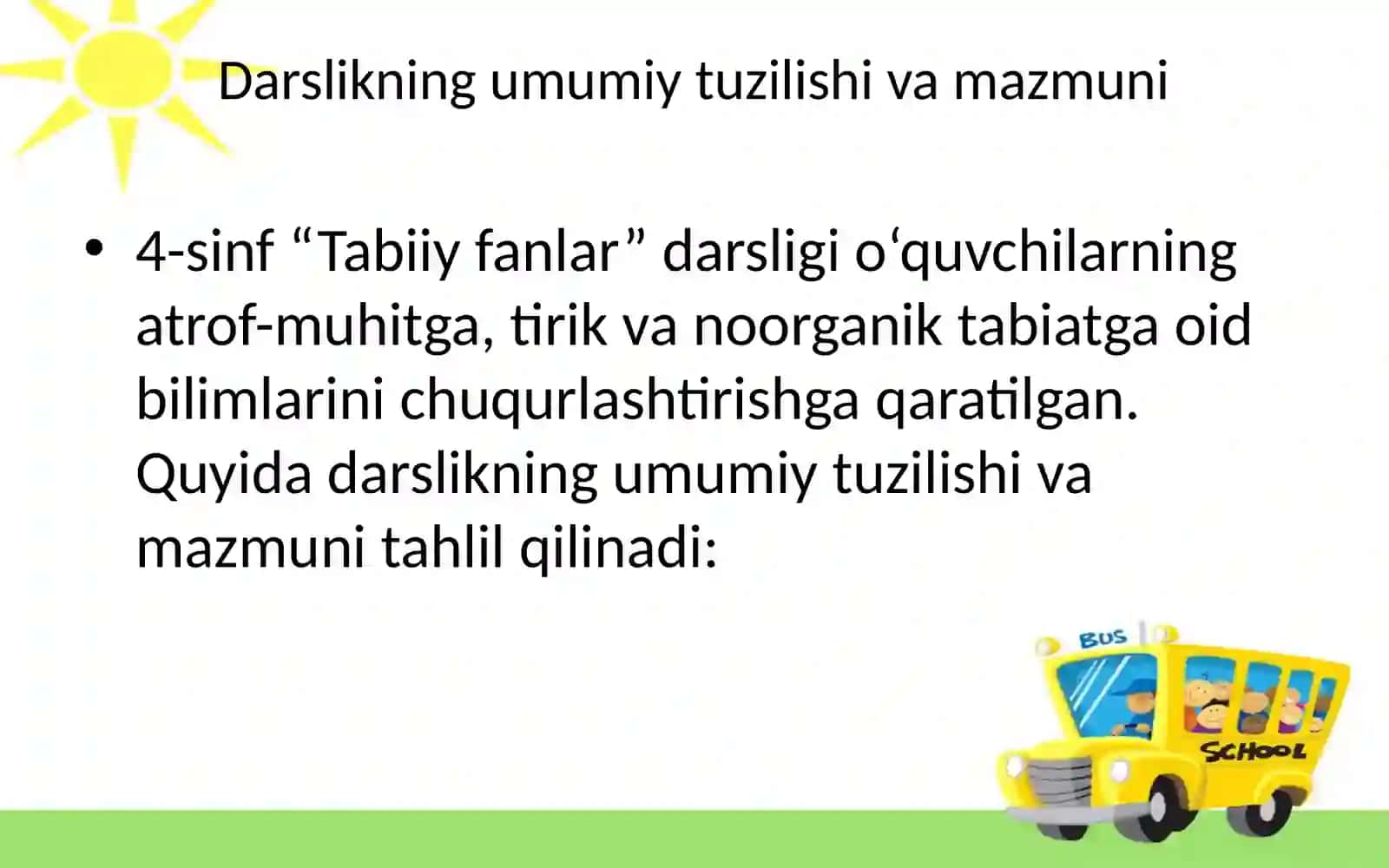 4-sinf “Tabiiy fanlar" darsligini tahlil qilish va taqriz yozish 3
