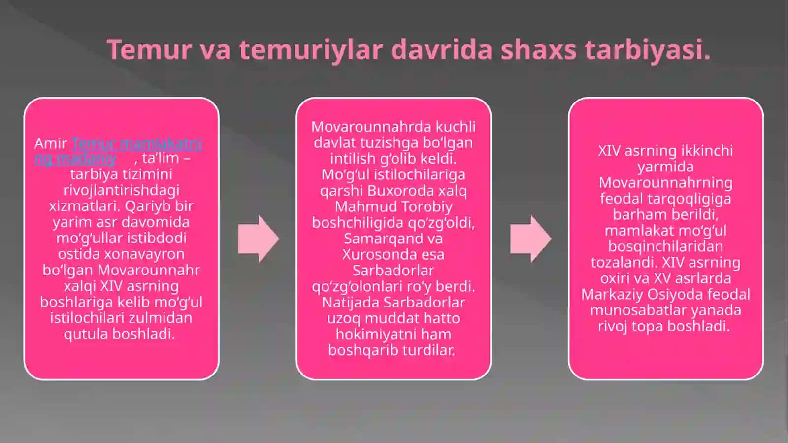 AMIR TEMUR VA TEMURIYLAR DAVRIDA MADANIYAT, TA’LIM-TARBIYA MASALALARI 3