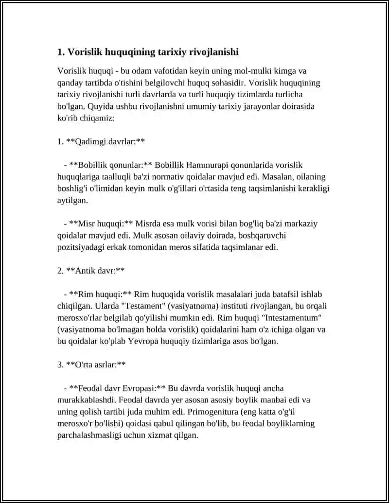 Vorislik Huquqining Vujudga Kelish Asoslari 3
