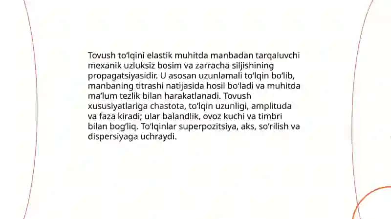 Tovush toʻlqinlari va ularning xarakteristikalari 3