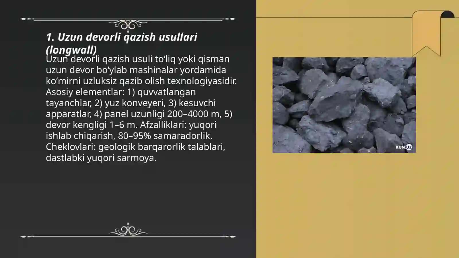 Koʻmirni yer osti usulida qazish texnologiyasi tasnifi 3