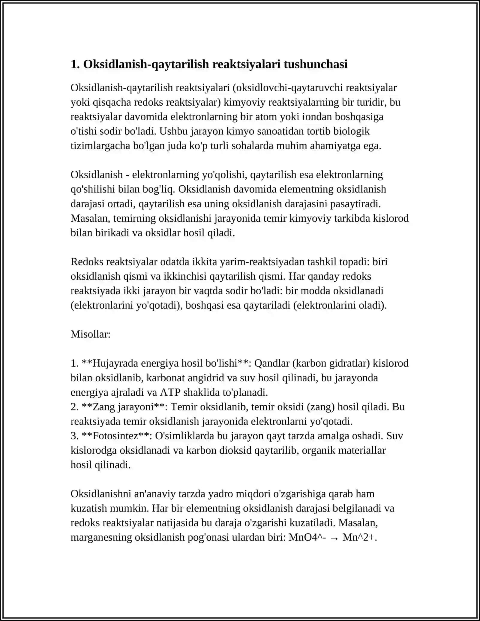 OKSIDLANISH-QAYTARILISH REAKSIYALAR TURLARI 3