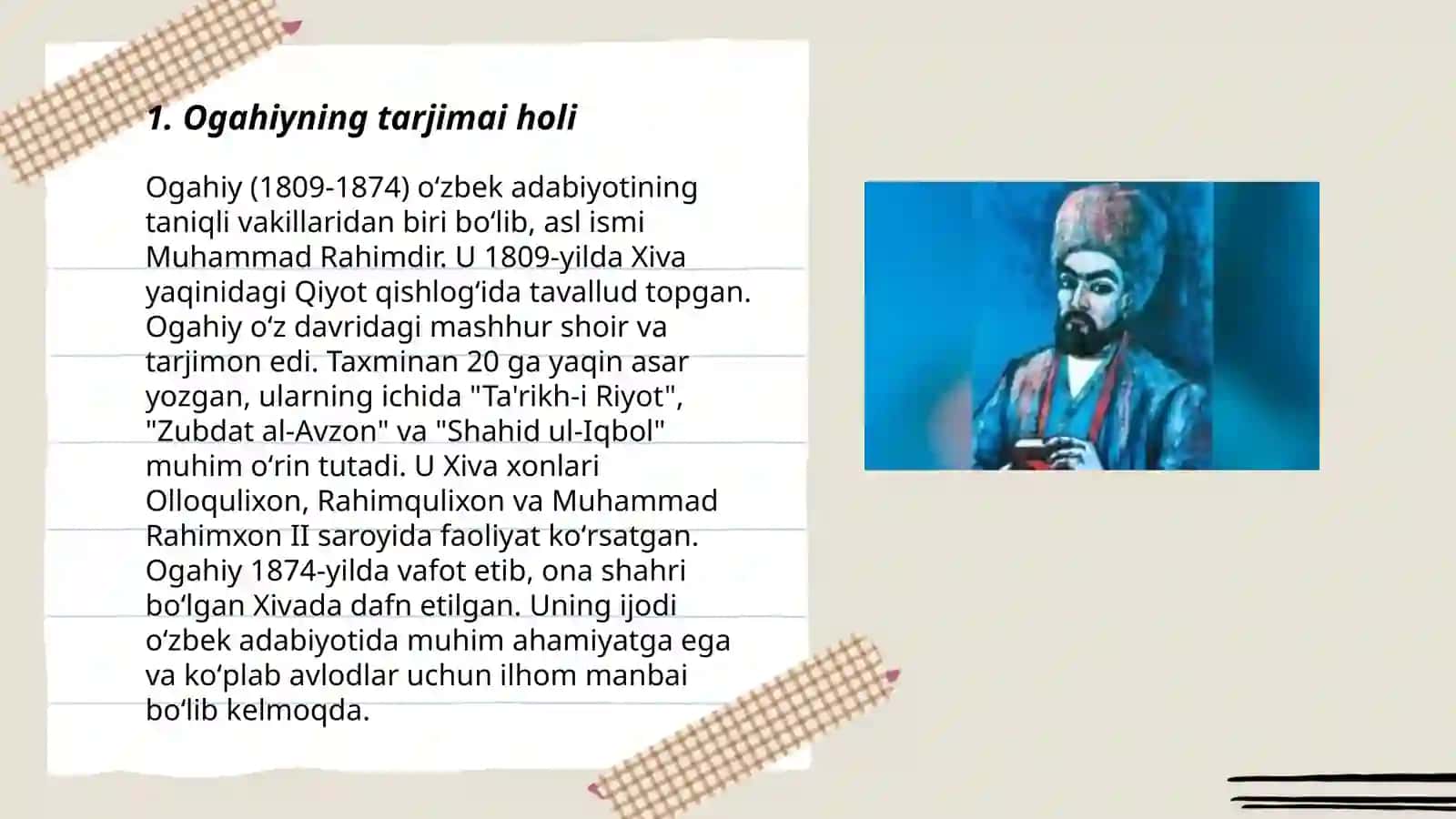 Ogahiy hayoti va ijodi 3