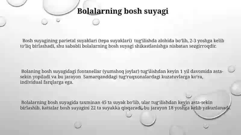 Chakk,chakka osti qanot-tanglay chuqurchalari.Yosh bolalarning kalla suyaklari Javohir 3
