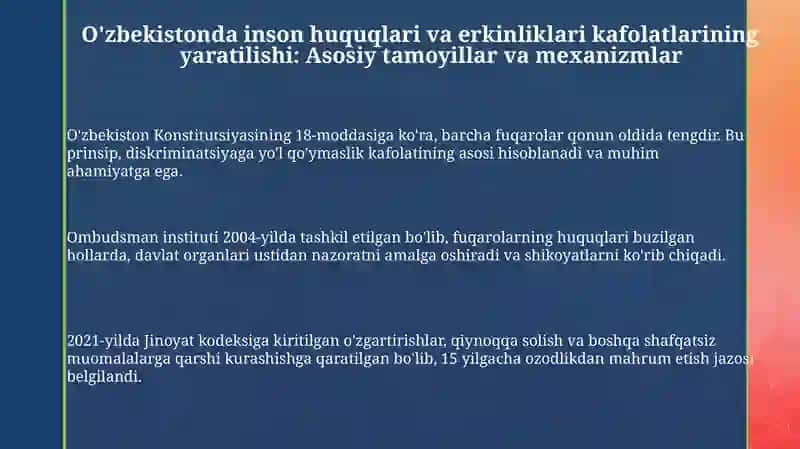 O'zbekistonda inson huquqlari va erkinliklari kafolatlarining yaratilishi 3