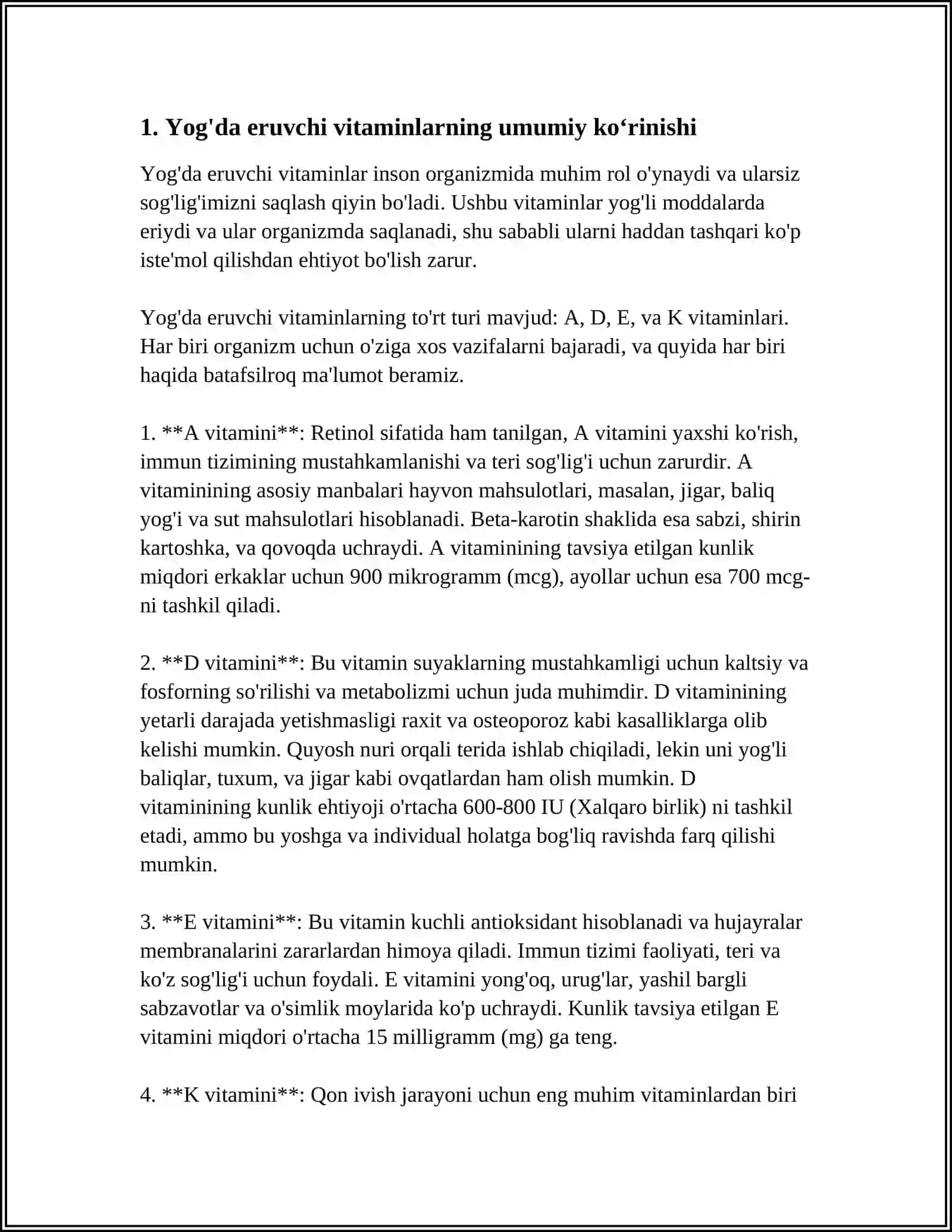 YOG‘DA ERUVCHI VITAMINLAR TUZILISHI VA FUNKSIYALARI 3