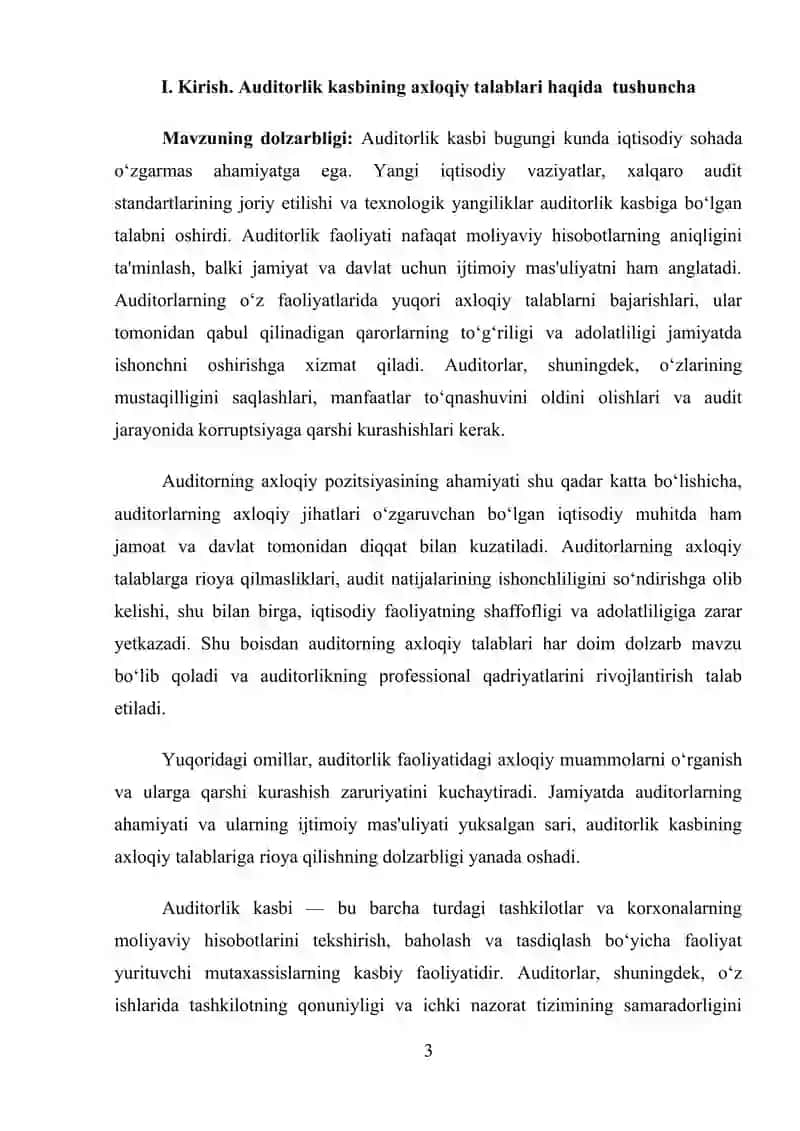 Auditorlik kasbining axloqiy talablari 3