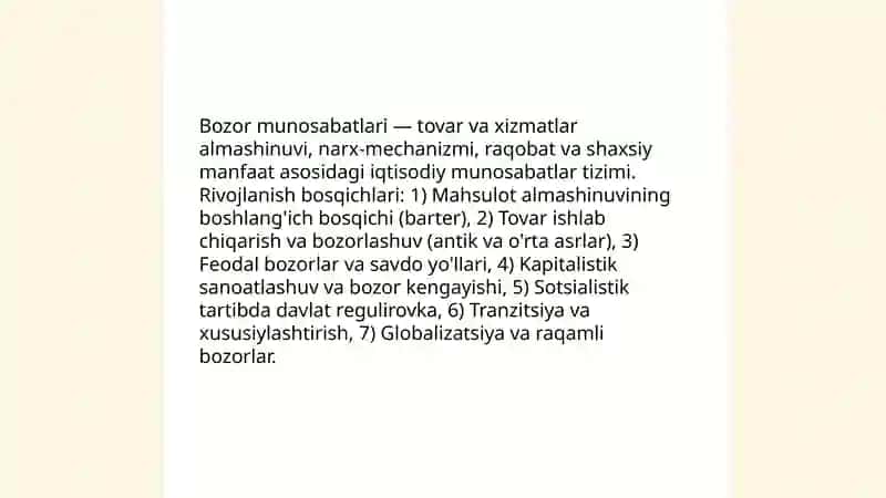 Bozor munosabatlarning rivojlanishi hamda tarixiy tahlil 3