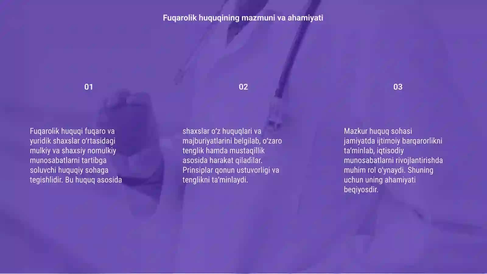 Fuqarolik huquqining prinsiplari va fuqarolik huquqi bn tartibga solinadigan munosabatlar 3