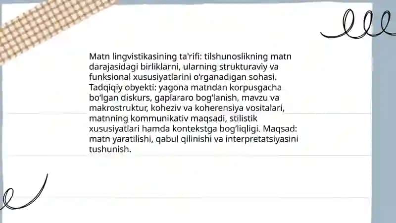 Matn lingvistikasining asosiy yo’nalishlari 3