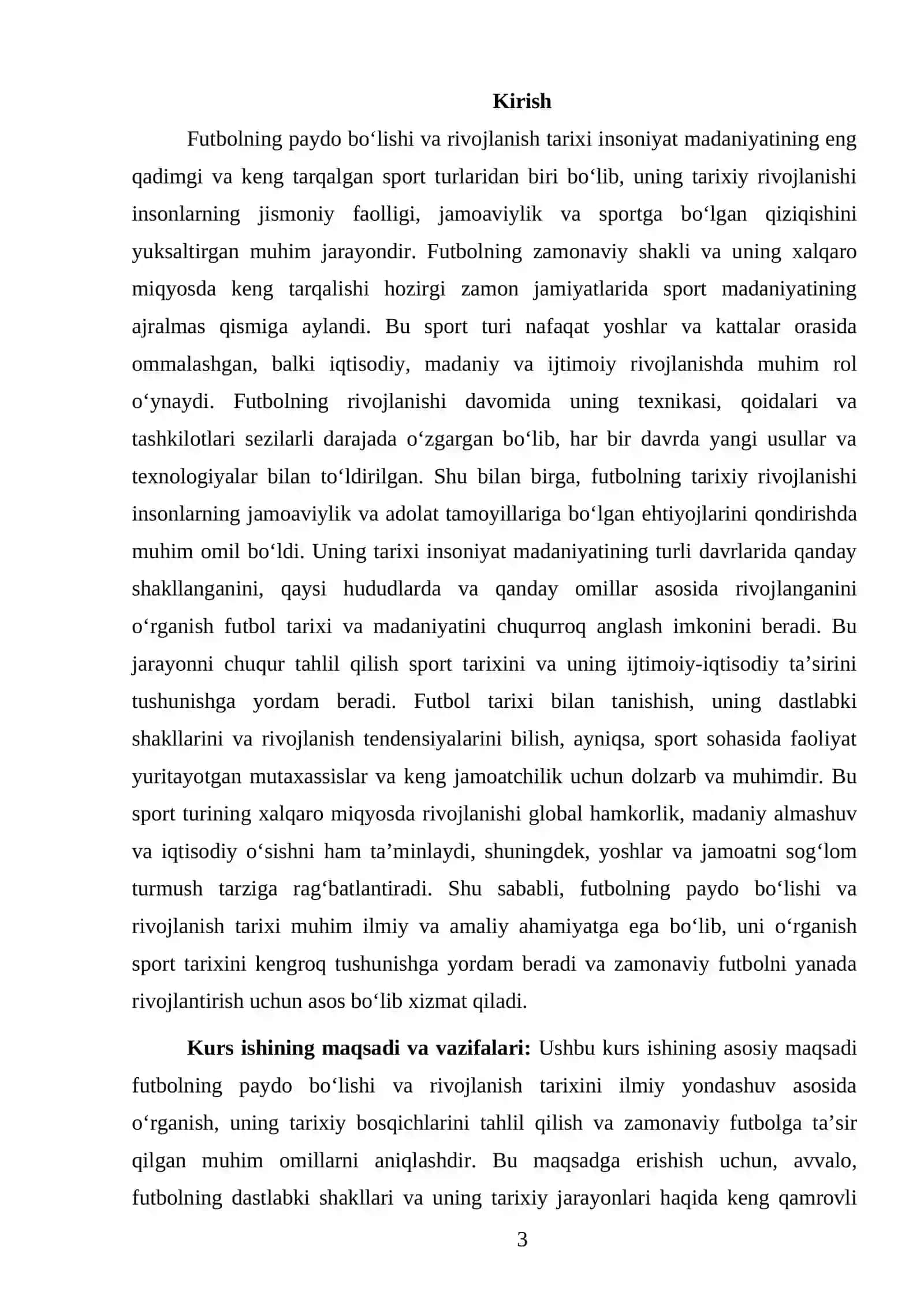 Futbolning Paydo Boʻlishi va Rivojlanish Tarixi Kurs Ishi 3
