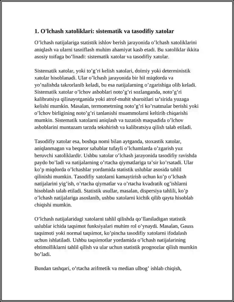 O’LCHASH NATIJALARIGA STATISTIK ISHLOV BERISHNING ASOSIY USULLARI 3