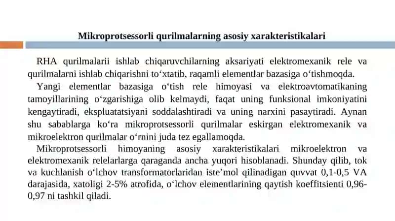 Mikroprosessorli (raqamli) relelar 3